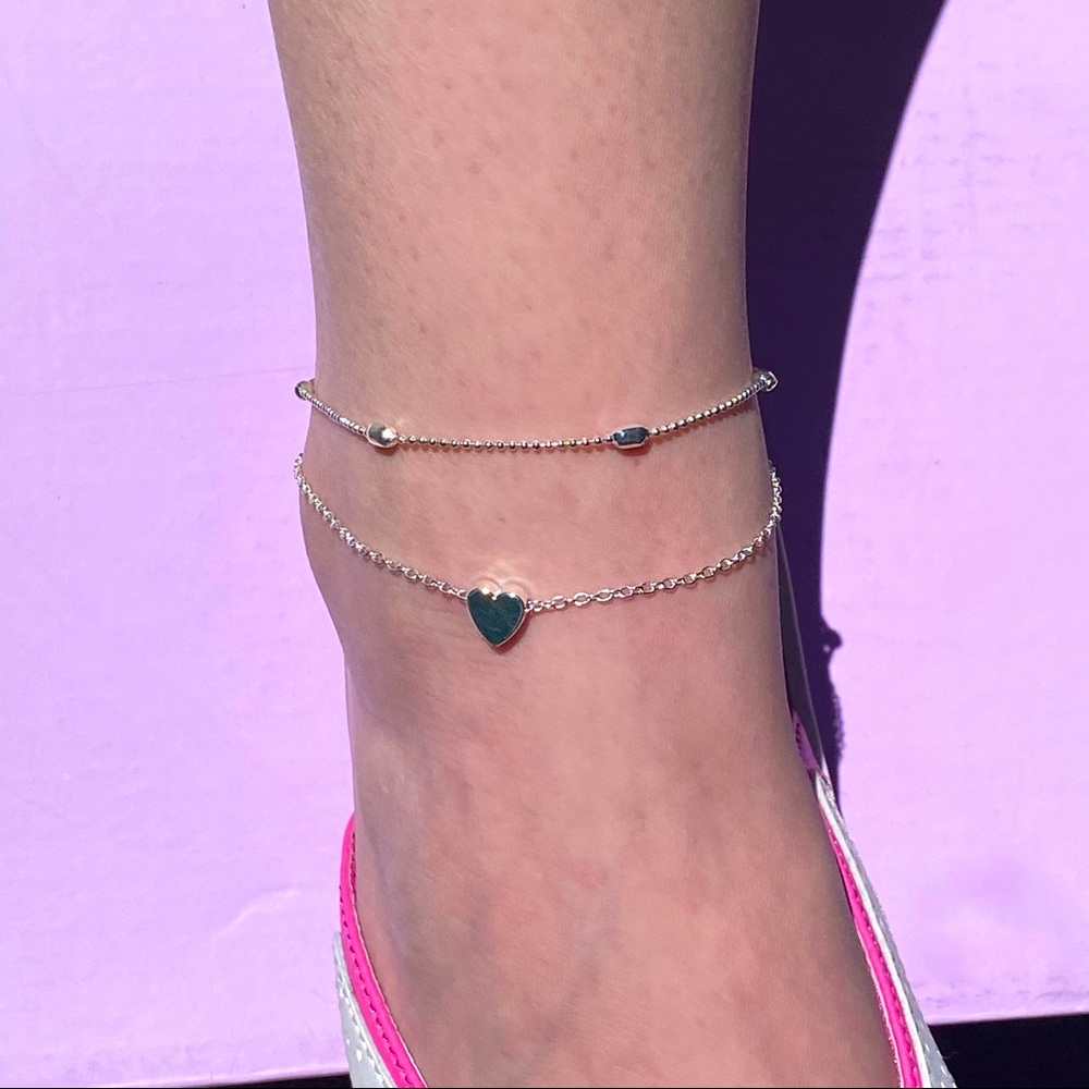 3/$15 Simple Heart Ankle Bracelets Set of 2